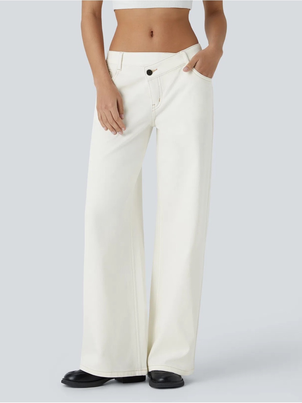 HALARA Women's Cream Straight-Leg Chinos